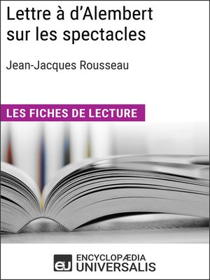 cover image of Lettre à d'Alembert sur les spectacles de Jean-Jacques Rousseau